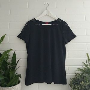 212 Collection Black Shirt w Pretty Netting Detail